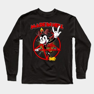 Blackcraft Baphomet retro Cartoon Devil horns 666% Made in Hell Long Sleeve T-Shirt